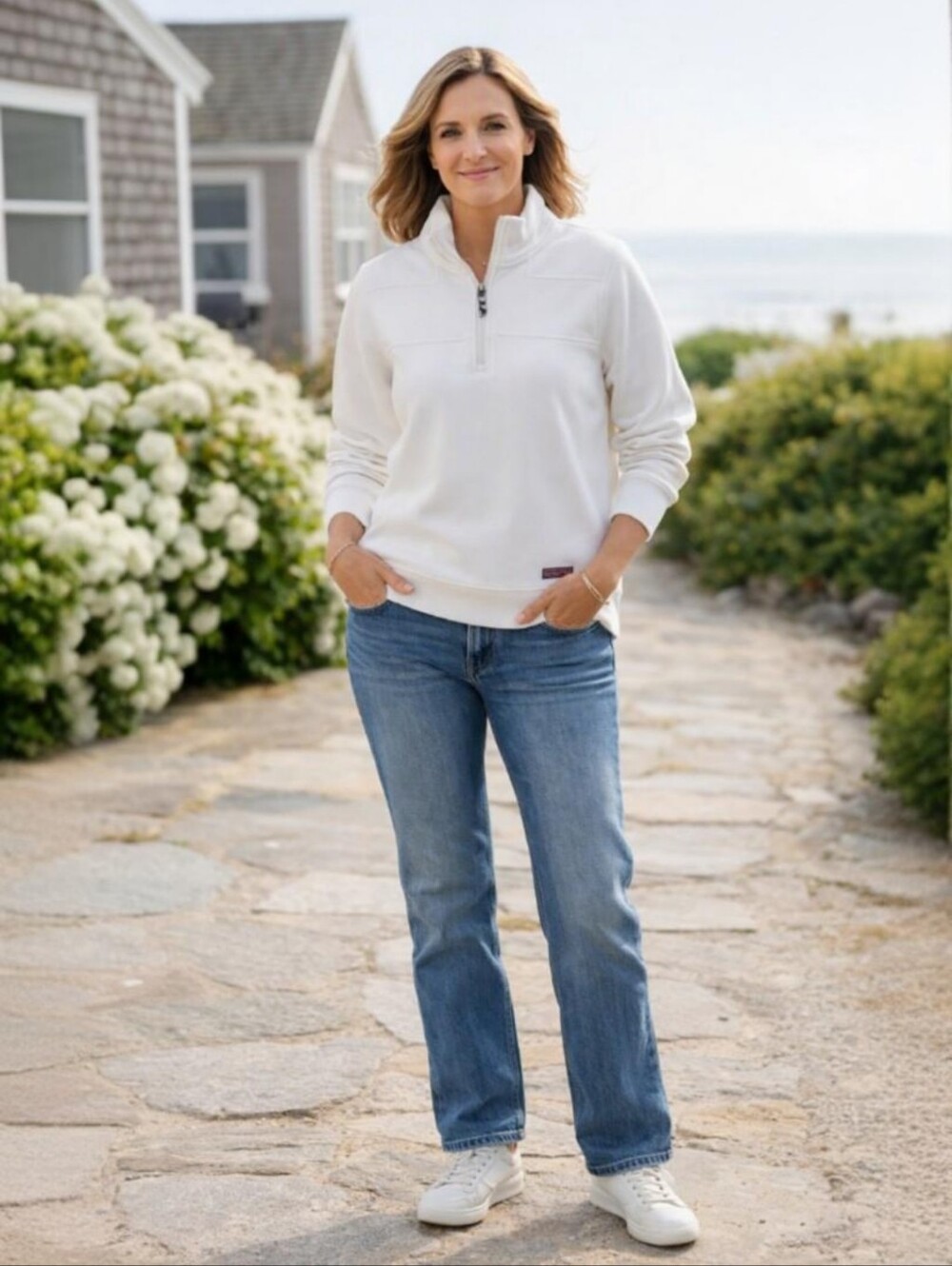 Vineyard Vines Shep Shirt White 1/4 Zip Pullover Sweatshirt Women's S